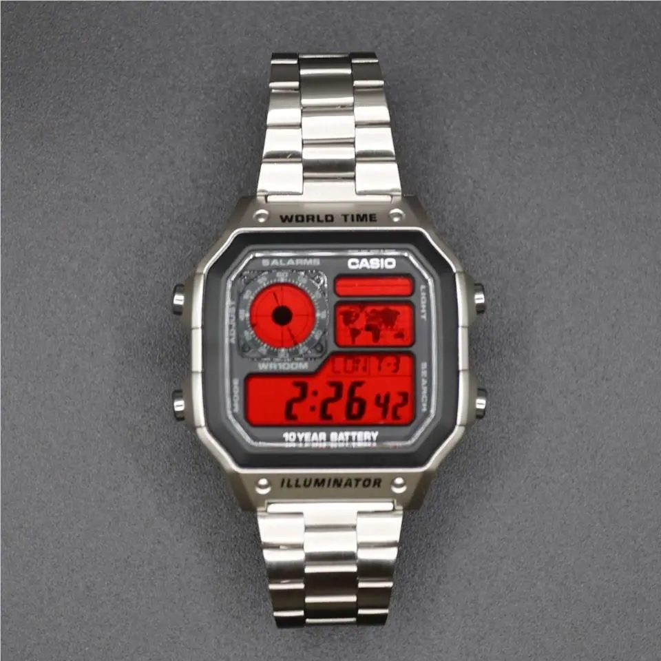 Red Alert Casio AE-1200WHD Royale Stainless Steel Watch Band Mod