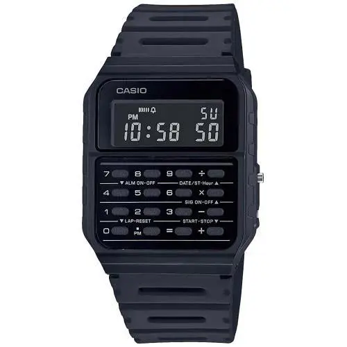 Casio CA-53WF-1B Black Retro Vintage Unisex Digital Calculator Watch - Dial: Black, Band: Black