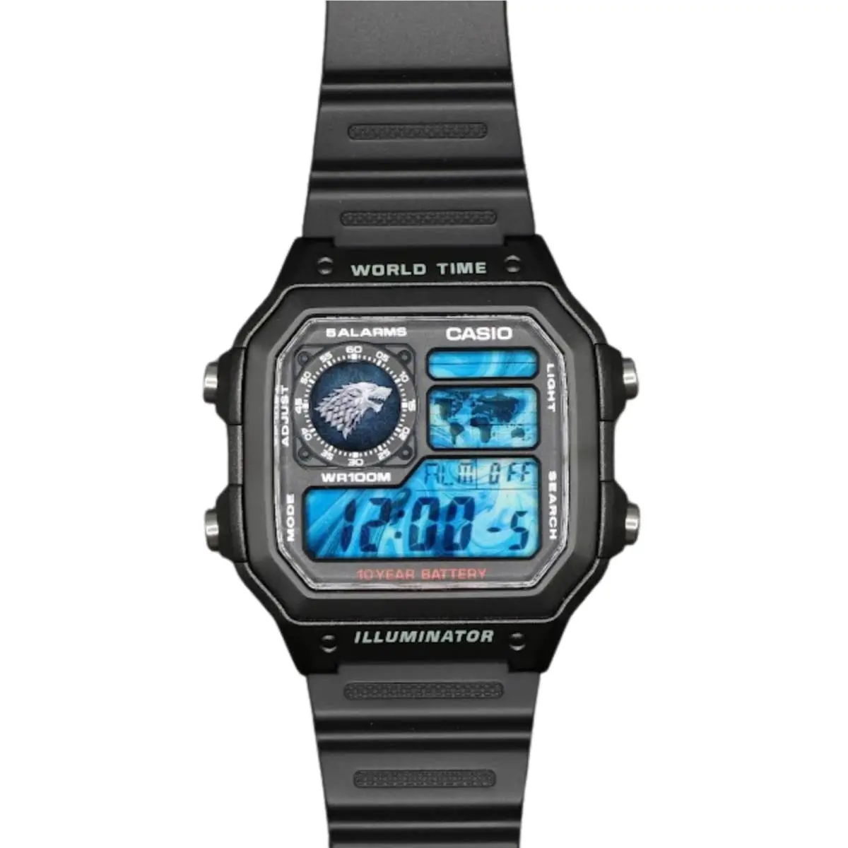 House Stark Casio AE-1200WHD Royale World Time Watch Mod
