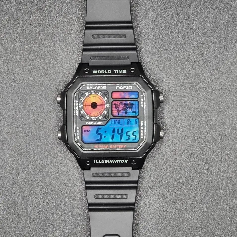 Casio AE-1200WHD. Royale World Time Watch Mod. Ice Fire Mod