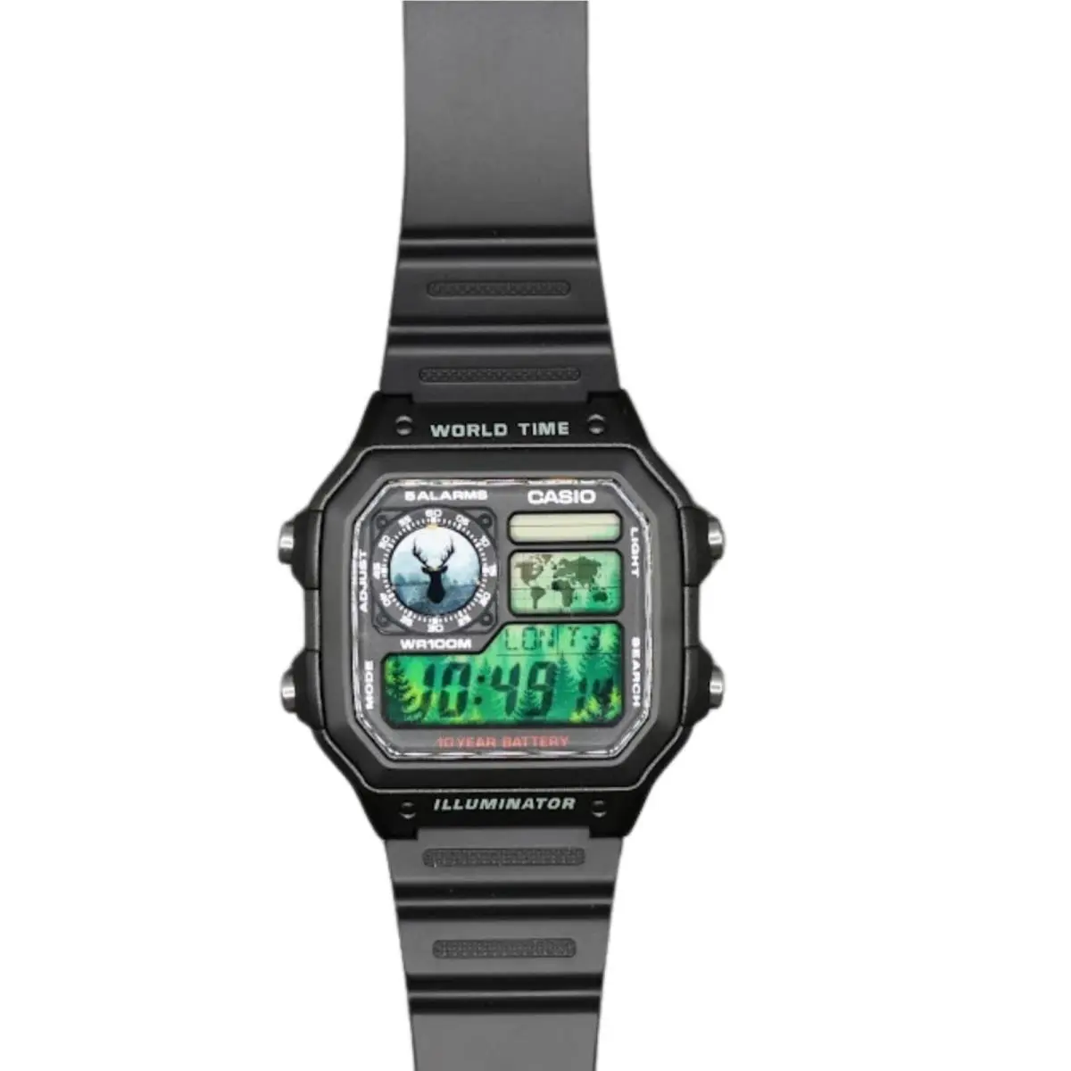 Casio AE-1200WHD Royale World Time Watch Mod Deep Forest
