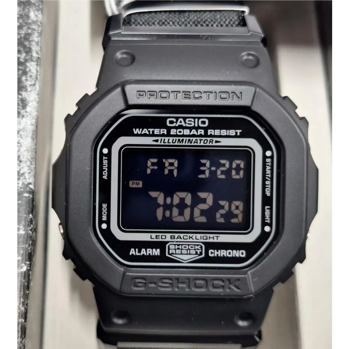 Casio G-shock DW-5600MNC-1DR Black Cloth Strap Band Men`s Watch