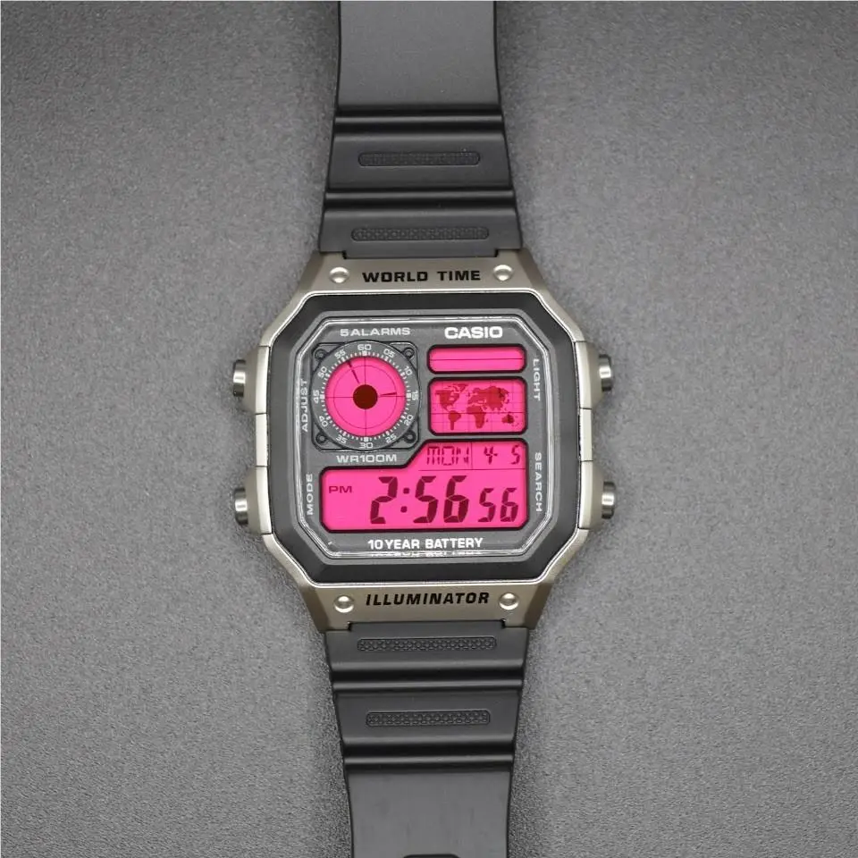 Pink Casio AE-1200WHD Royale World Time Watch Mod