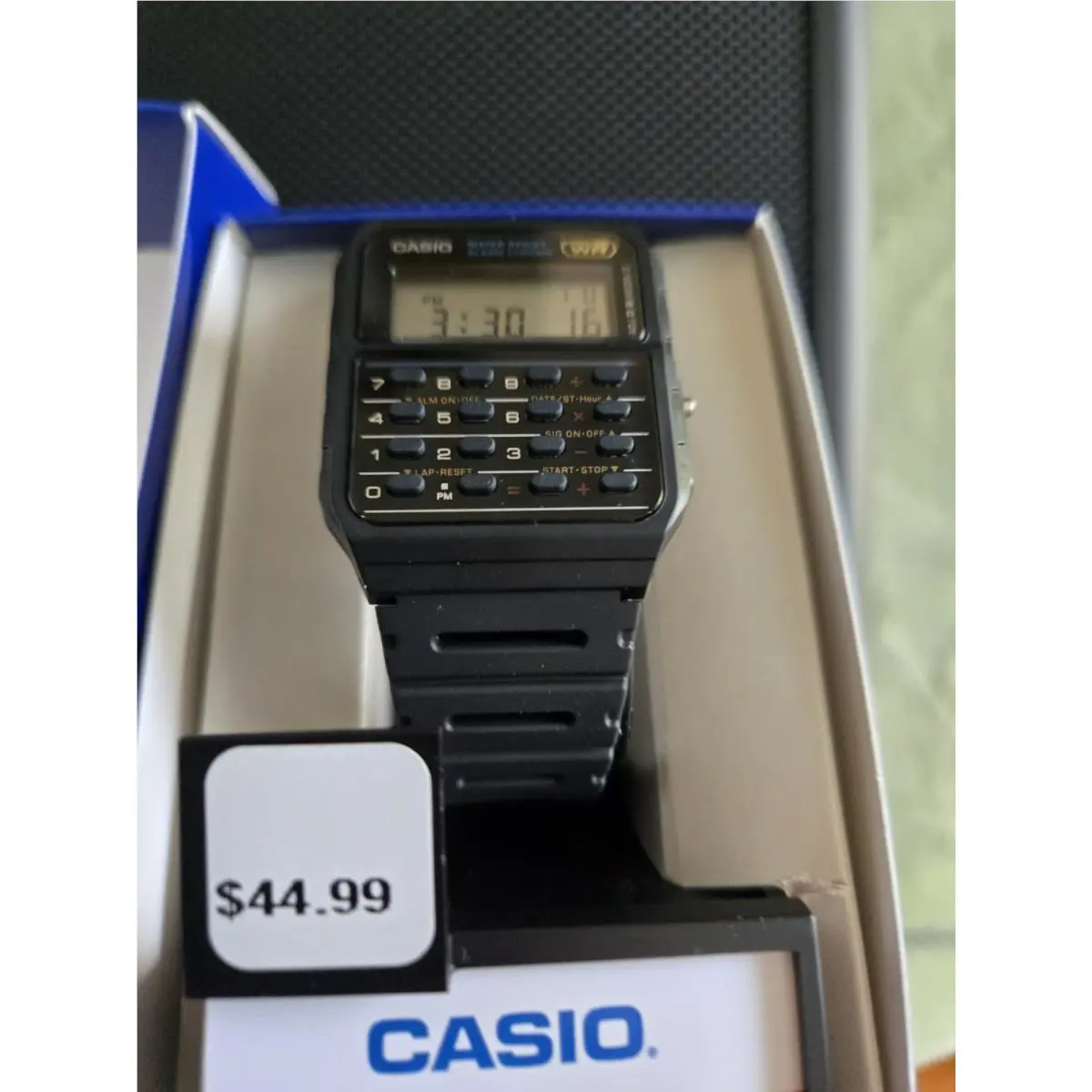 Casio 3208 CA-53W Men`s Navy Rubber Digital Dial Quartz Calculator Watch