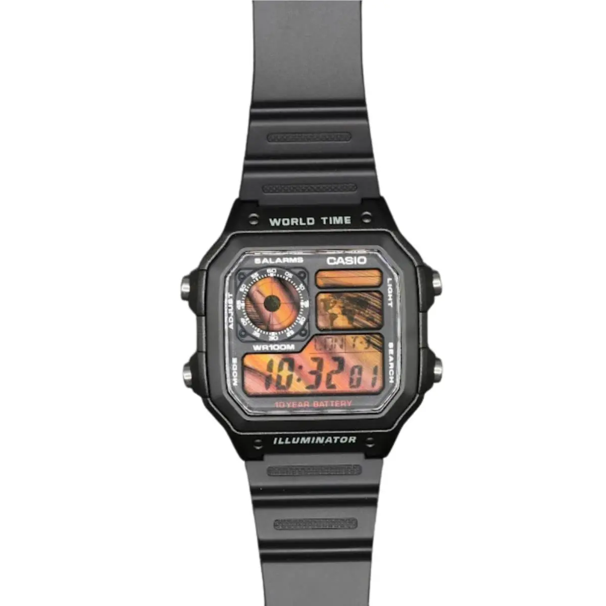 Casio AE-1200WHD Royale World Time Watch Mod Solar Event Display