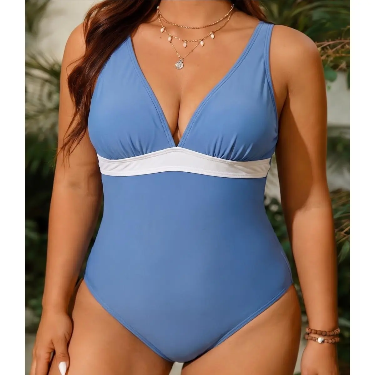 Tommy Bahama Pearl Over The Shoulder One-piece Swimsuit Size 10 Deep V-neck