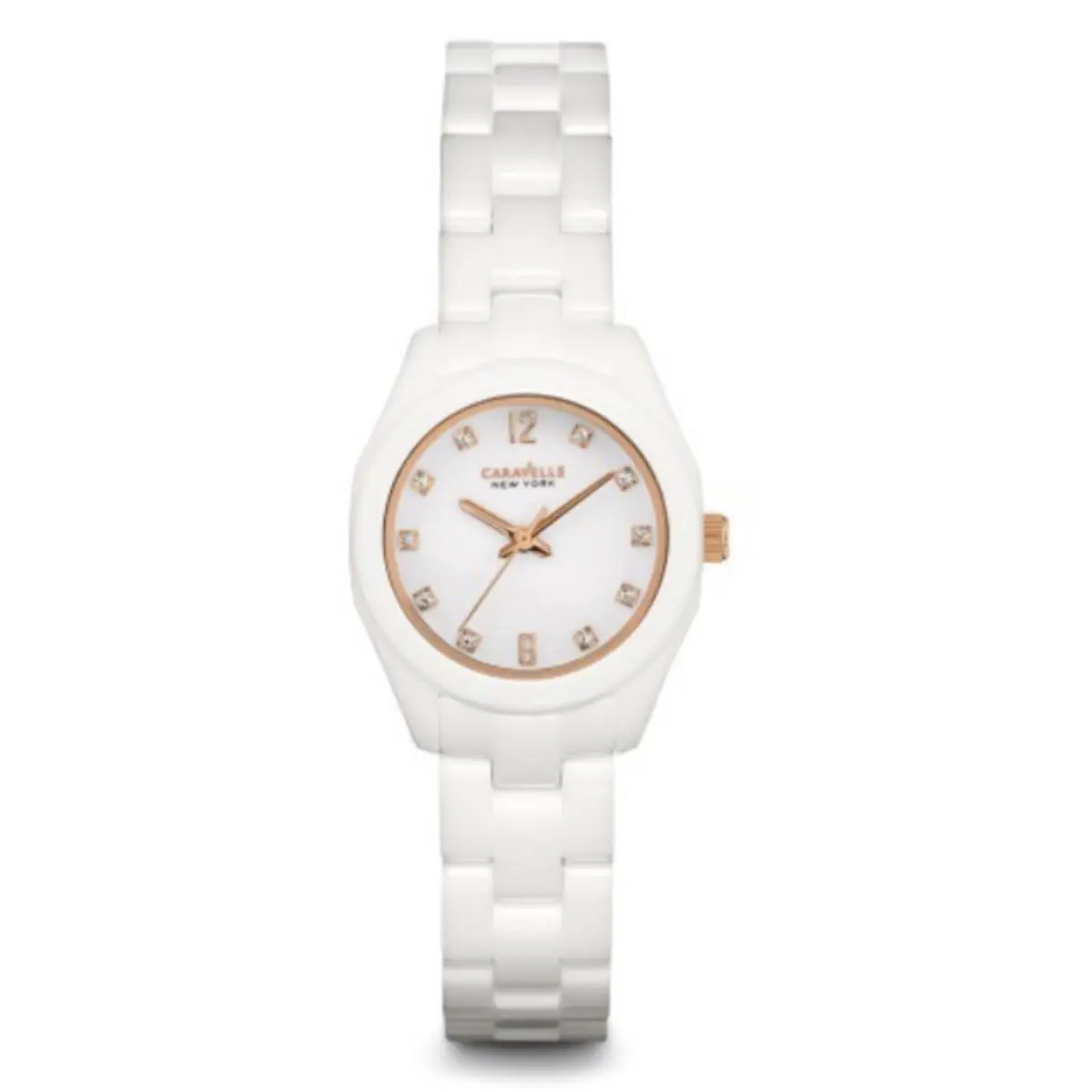 Bulova Caravelle Women`s White Dial Quartz Watch 45L159 - Dial: White, Band: White, Bezel: White