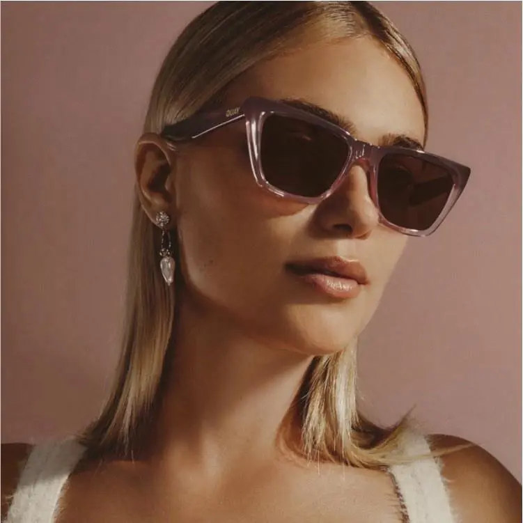 Quay Australia Sunglasses Call The Shots Plum Peony Frame / Brown Lens Modern