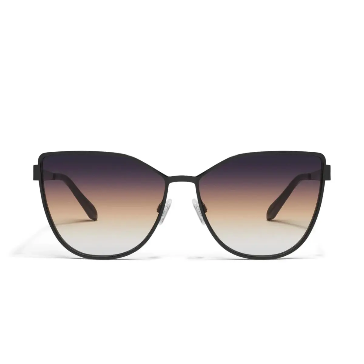 Quay In Pursuit Cat Eye Sunglasses Faded Black Metal Frame
