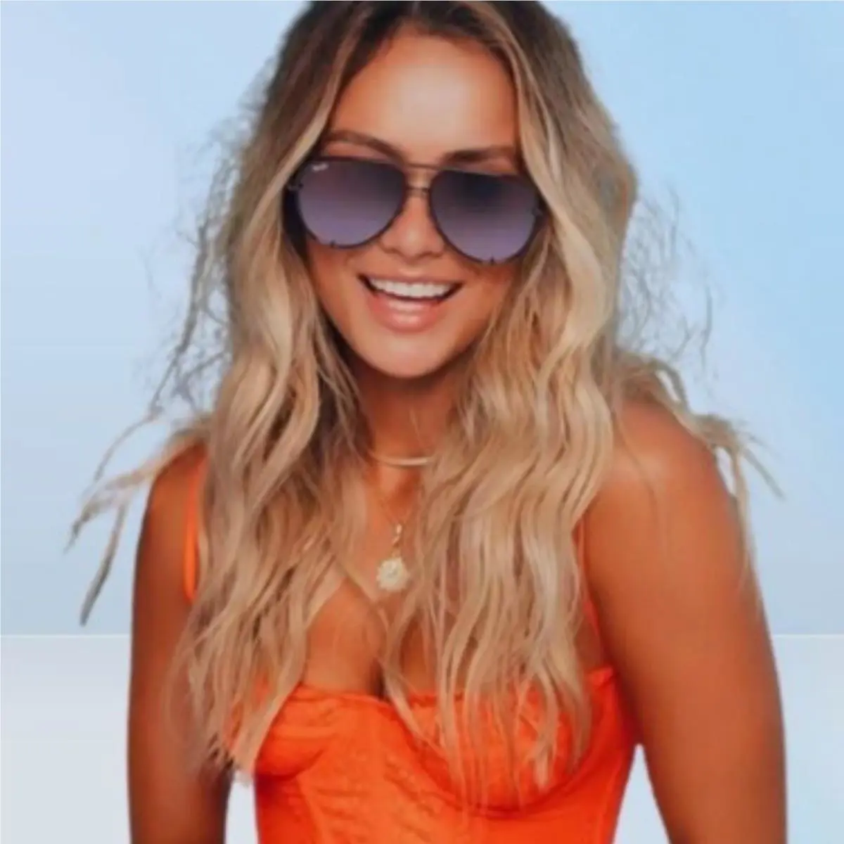 Quay Australia High Key Mini Rimless Pink Brown Sunglasses Style by QUAY