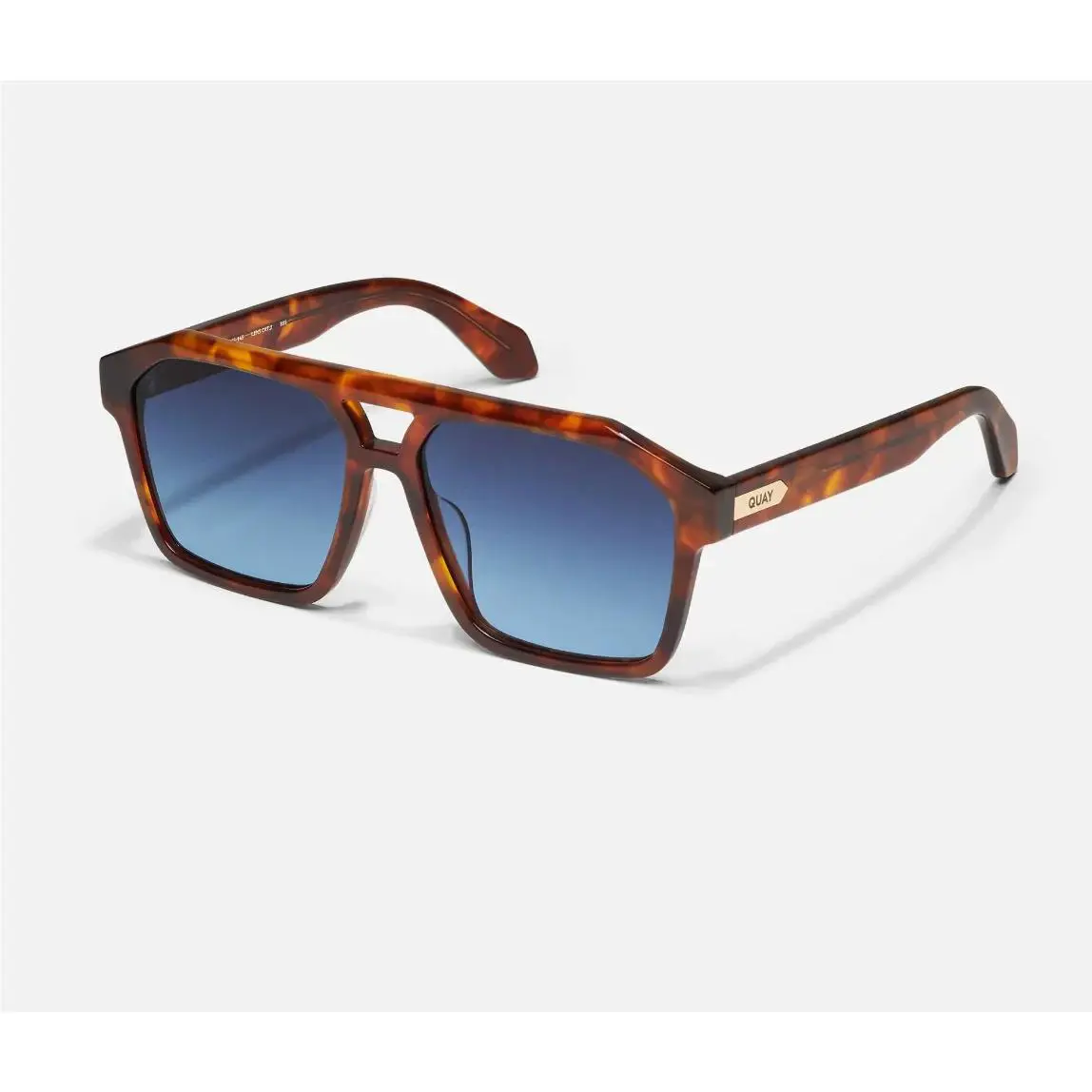 Quay Soundcheck Aviator Sunglasses Tortoise Frame Blue Lens Unisex