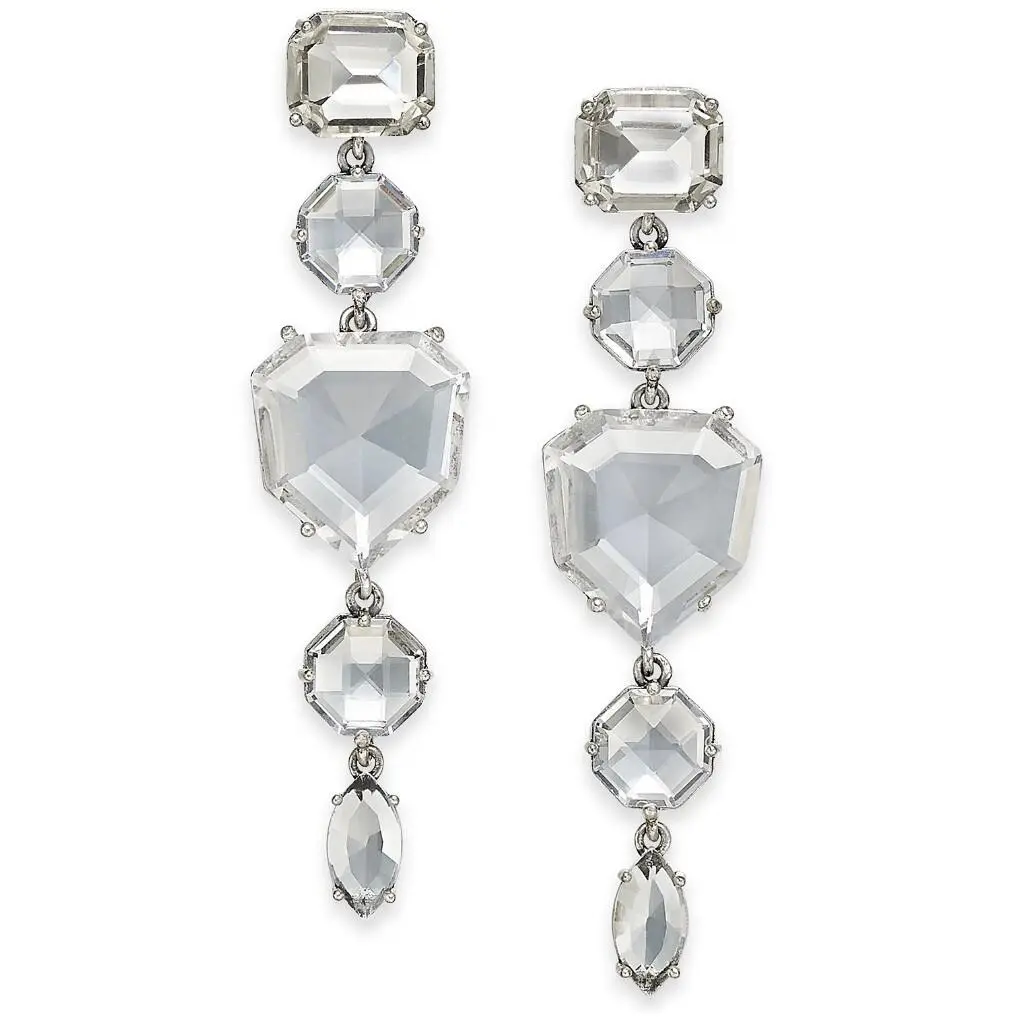 Kate Spade Rock It Cubic Zirconia Linear Drop Earrings Silver tone630