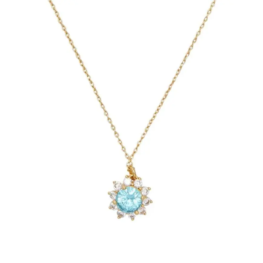 Kate Spade New York Sunny Halo Pendant Necklace Gold Aqua