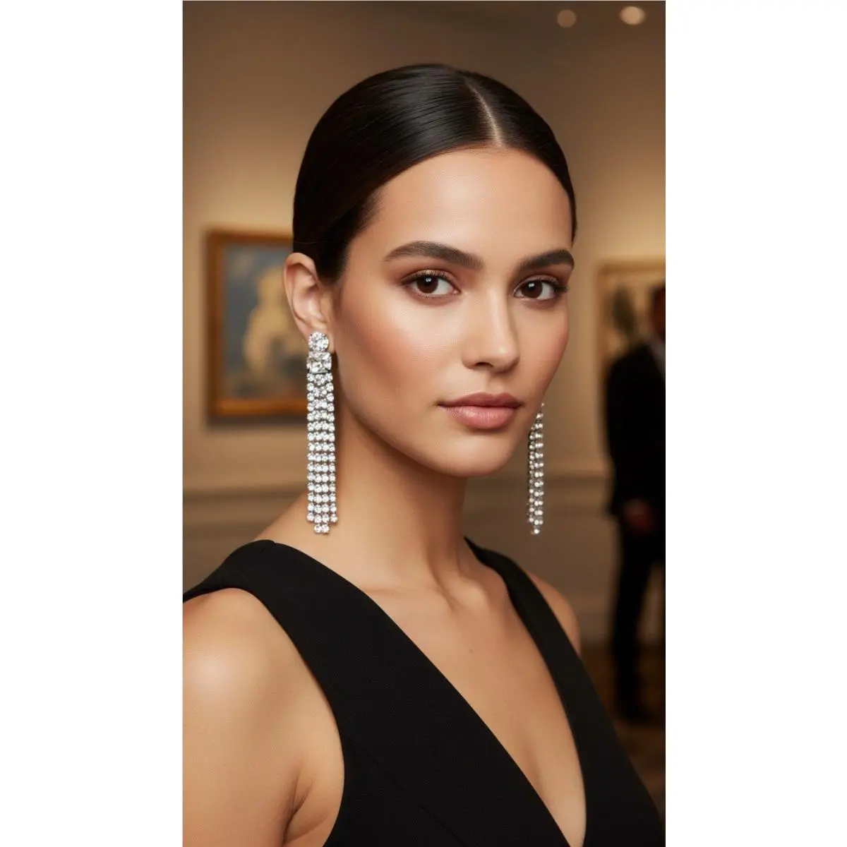 Kate Spade Glitzville Fringe Earrings Tassel Chain Silver/clear D60