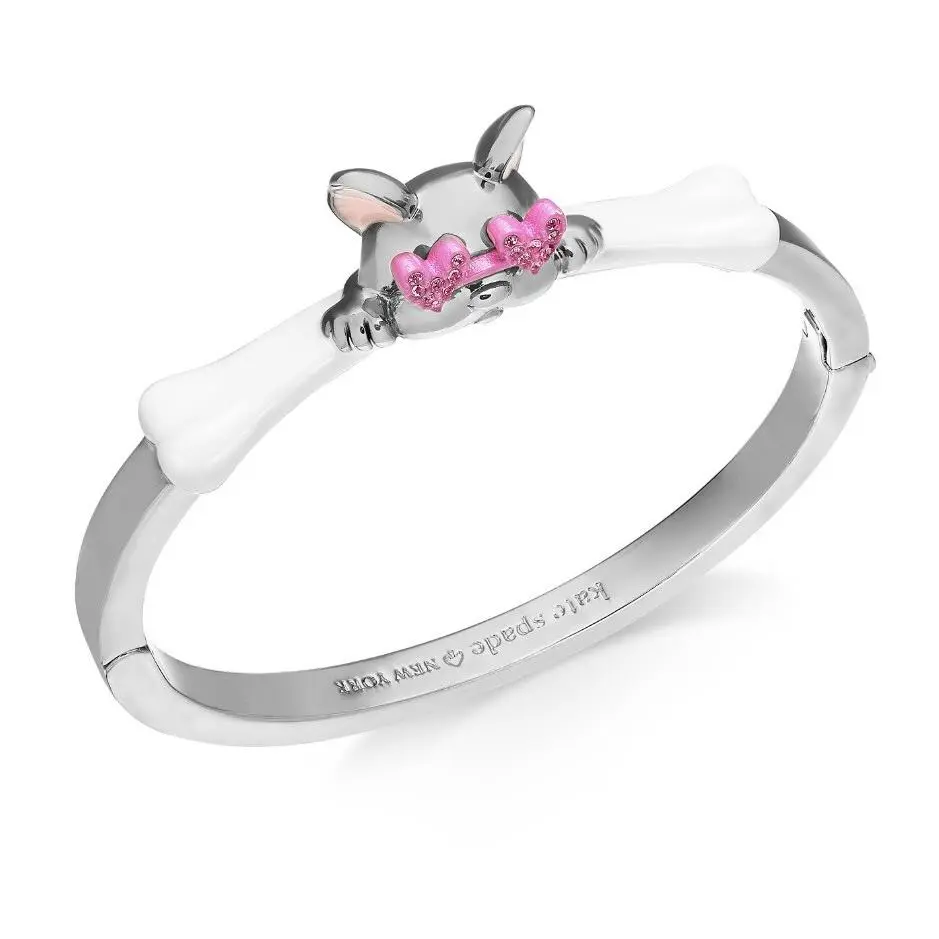 Kate Spade Silver Tone Heart Glasses French 17 Bangle Bracelet b8