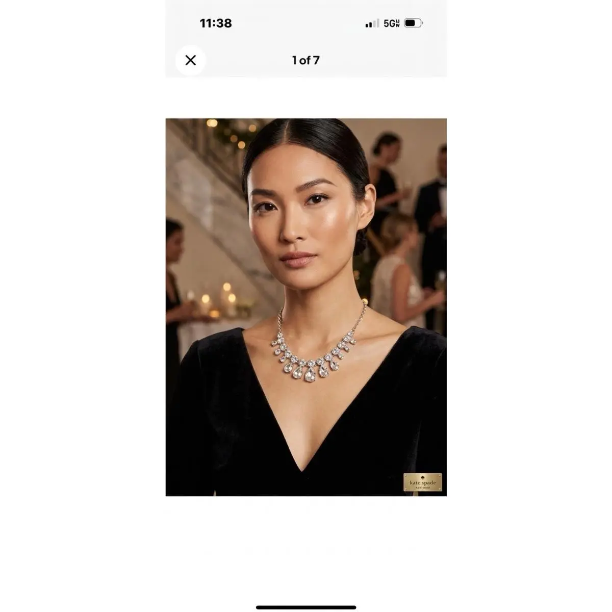 Kate Spade New York Clink of Ice Statement Necklace Silver Tone Crystal 12