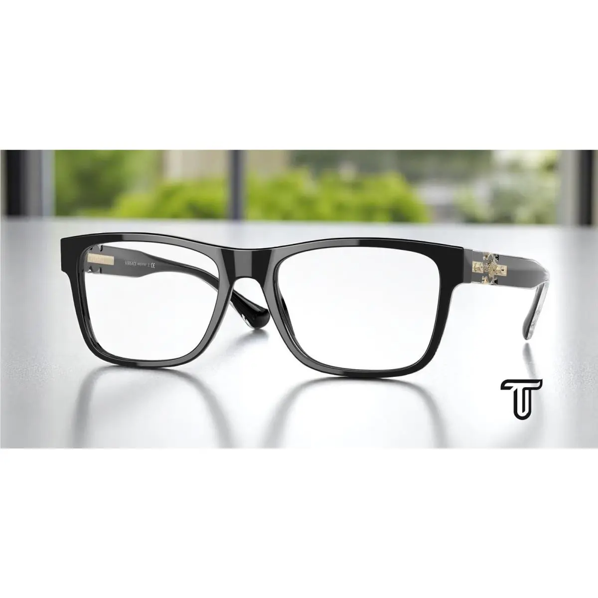 Versace VE3303 GB1 Rectangle Black Demo Lens 55 mm Men`s Eyeglasses