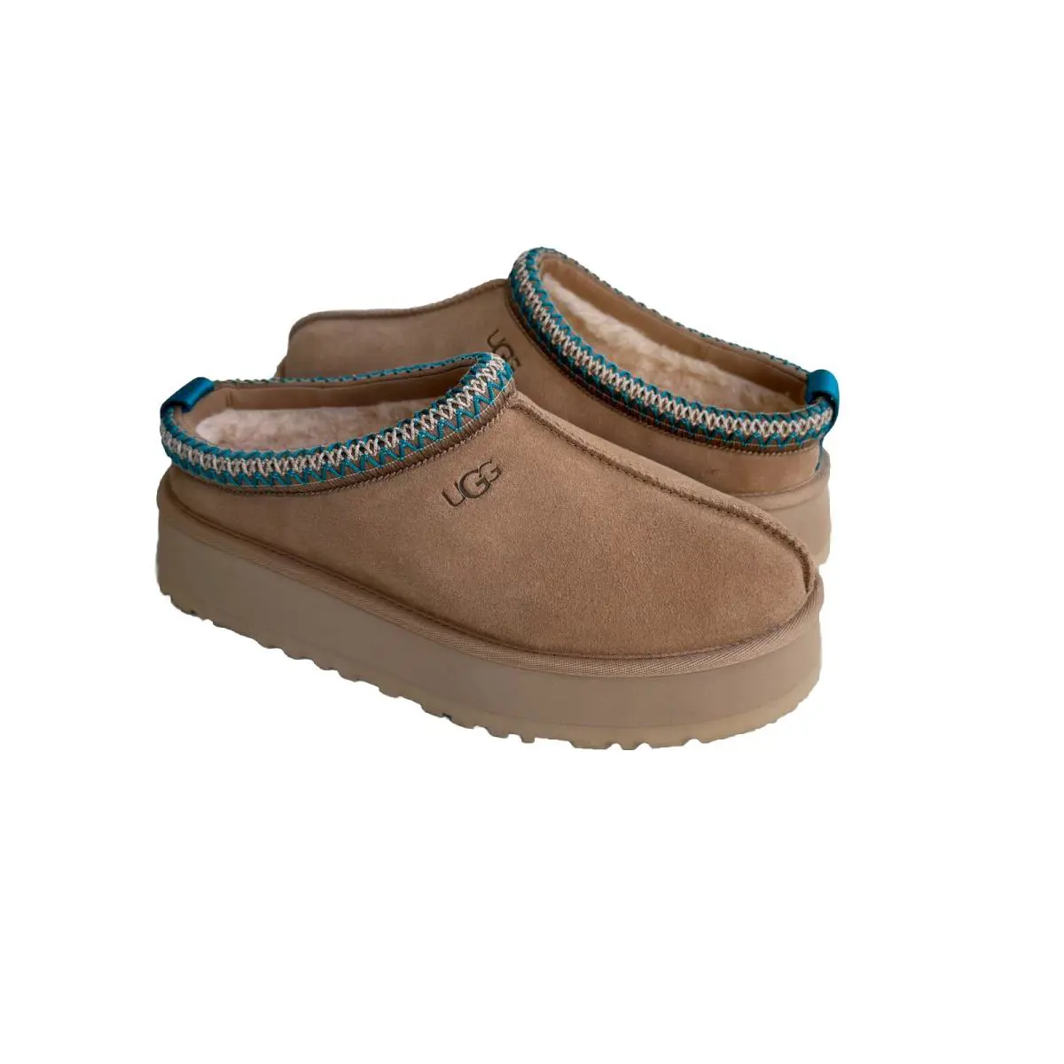 Ugg Women Tazz Driftwood Shearling Suede Platform Shoes US 9 / EU 40 / UK 7