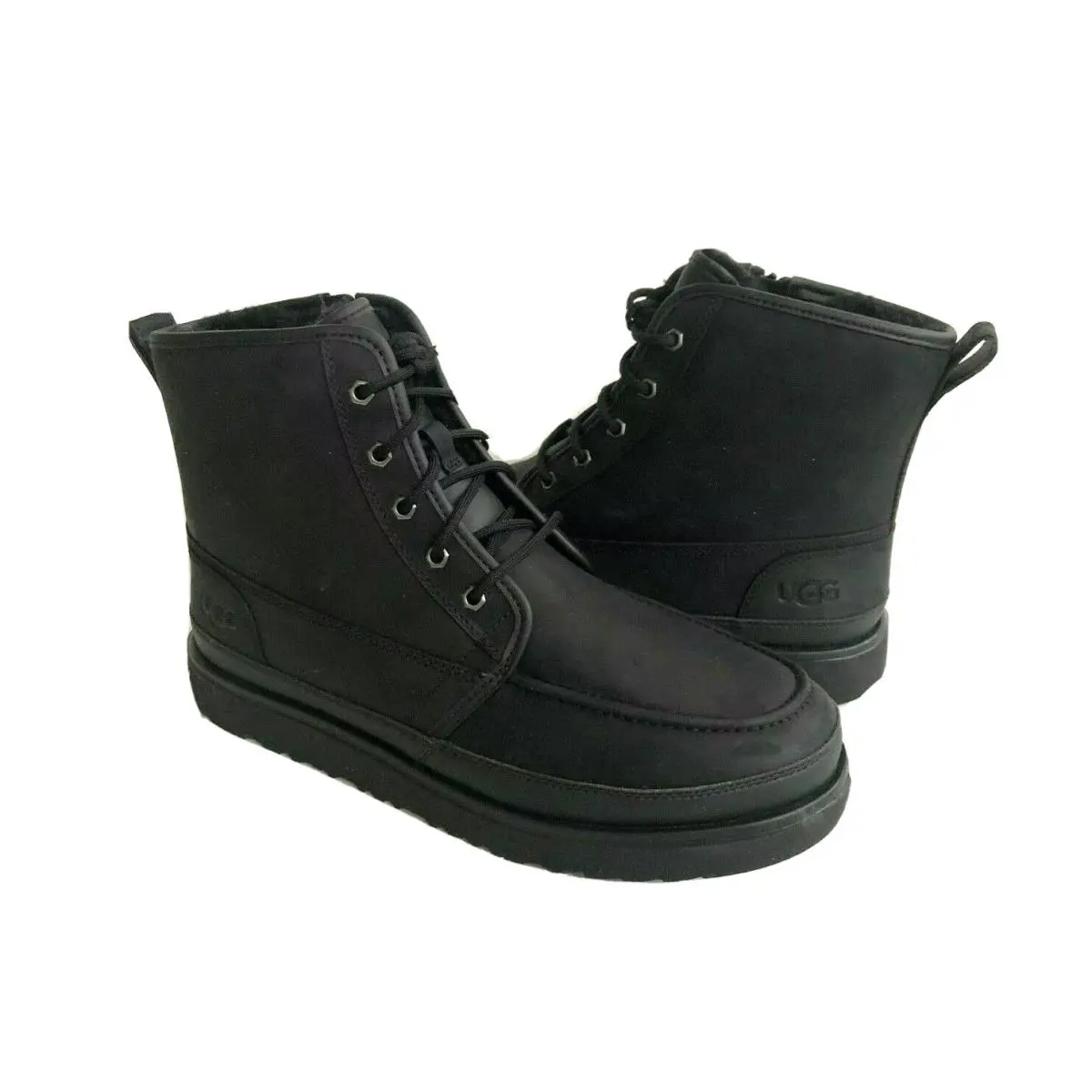 Ugg Men Neumel High Moc Zip Black Shearling Leather Shoe US 9 / EU 42 / UK 8 - Black