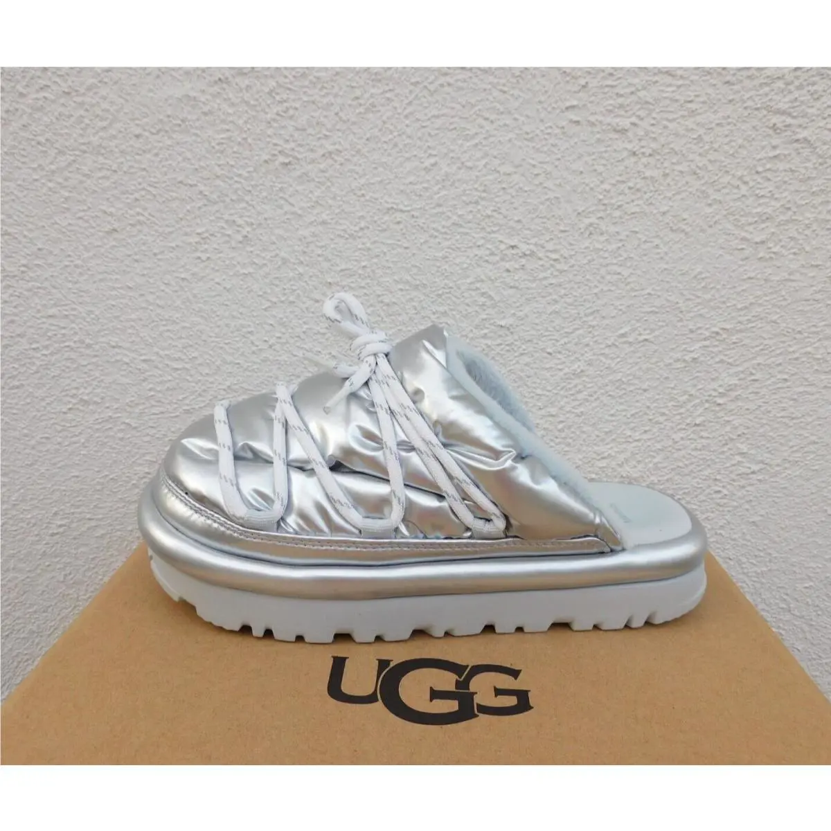 UGG shoes - UGG HI Shine Spaceslider Slide - Silver (UPC: 196565781468) 1