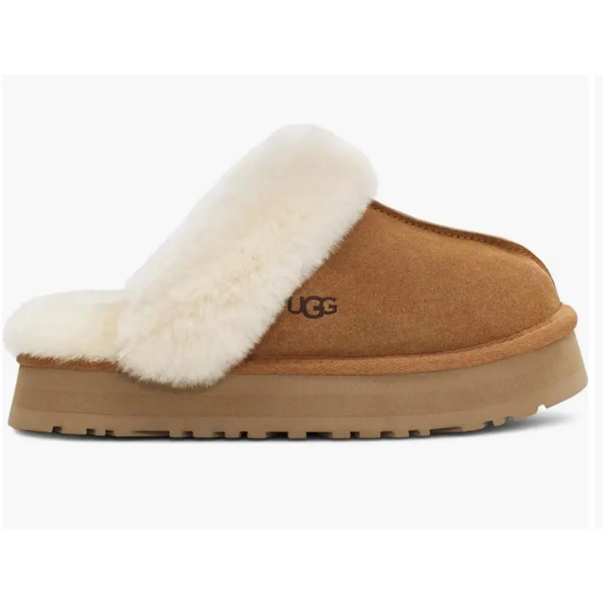 Ugg Disquette Platform Slippers Chestnut Women`s Shoes Size 8