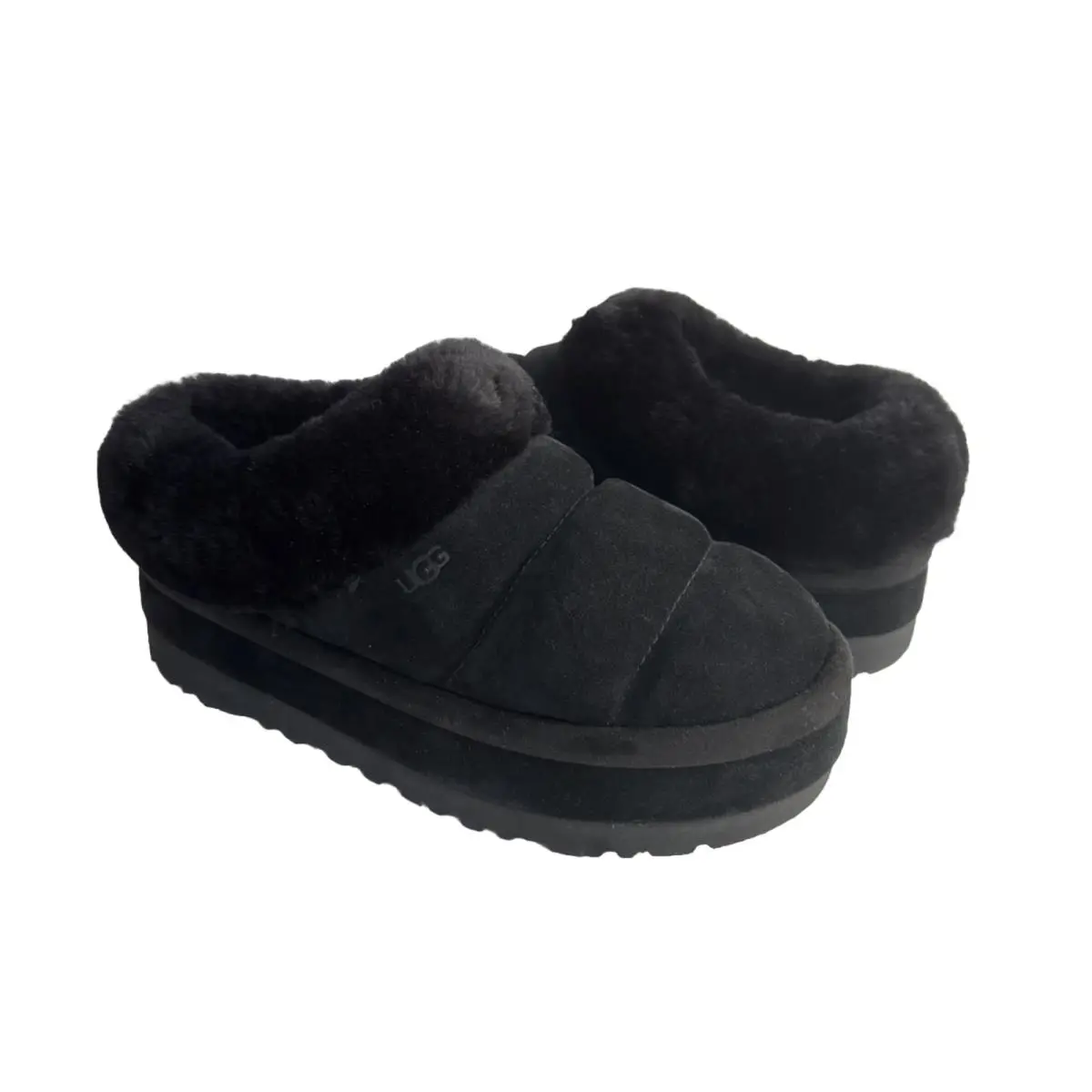 Ugg Women Tazzlita Black Shearling Cuff Platform Shoes US 7 / EU 38 / UK 5 - Black