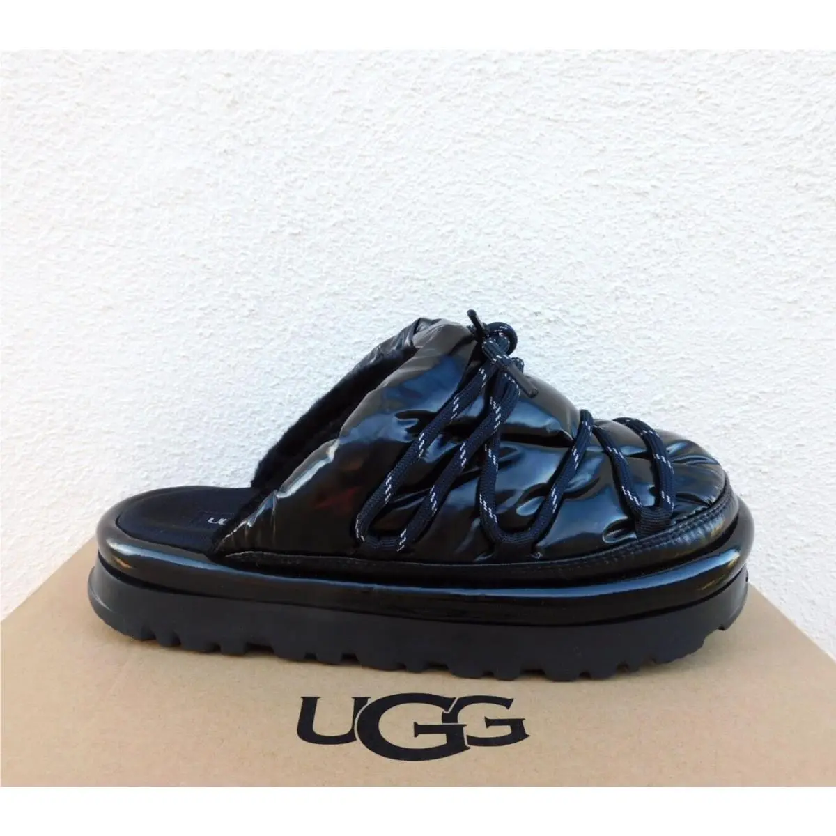 Ugg Spaceslider HI Shine Slide Platform Slipper Shoes Women US 7/ Eur 38