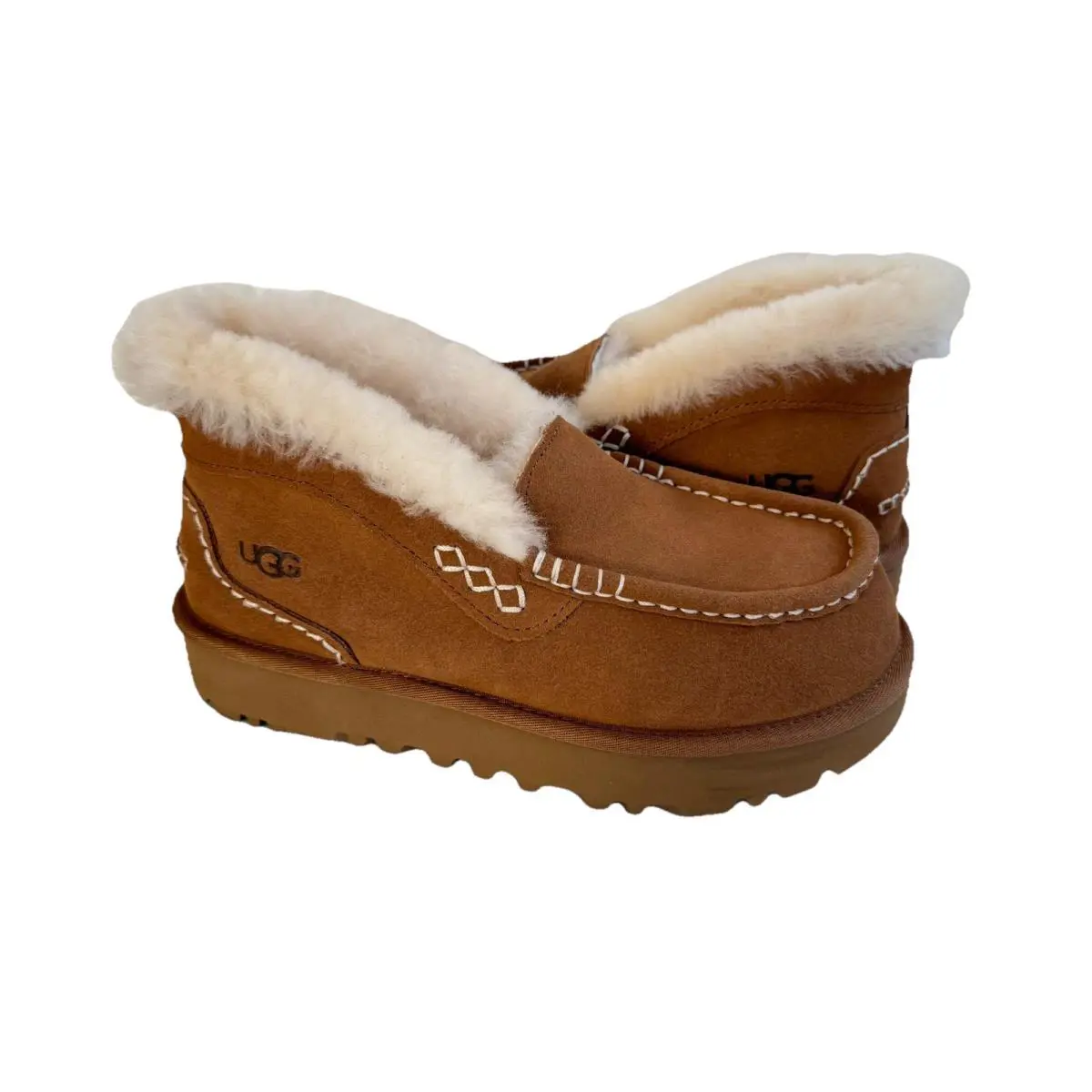 Ugg Women Ansley Parc Chestnut Suede Platform Shoes US 7 / EU 38 / UK 5