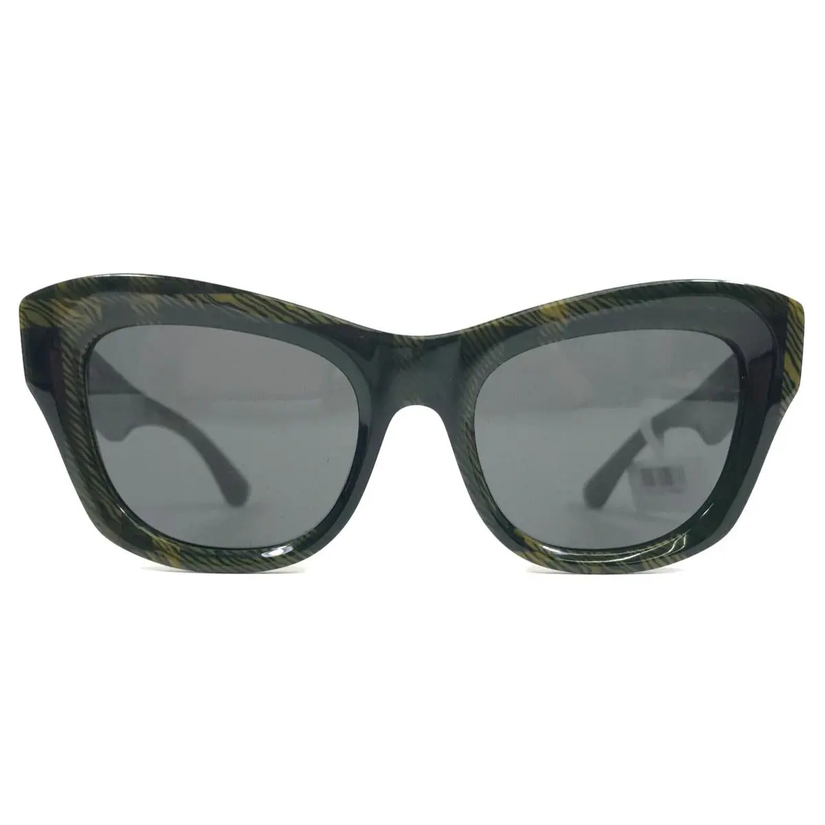 Burberry Sunglasses B4442-U 4125/87 Nova Check Green Brown Black w/ Grey Lenses