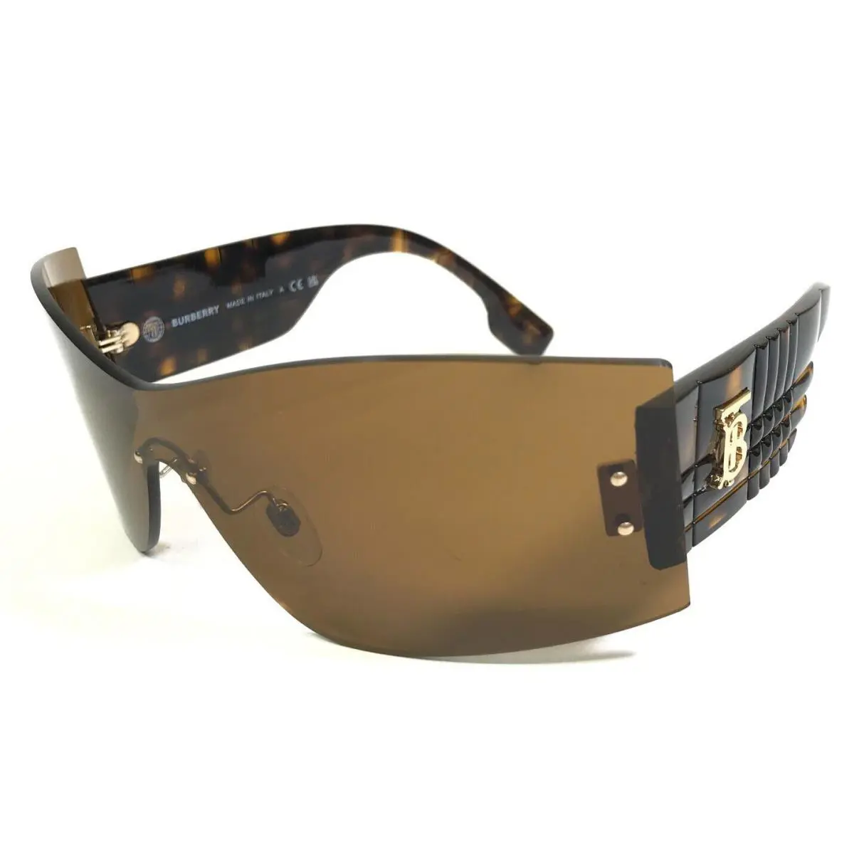 Burberry Sunglasses Bella B3137 1109/63 Brown Tortoise Oversized Shield Lens