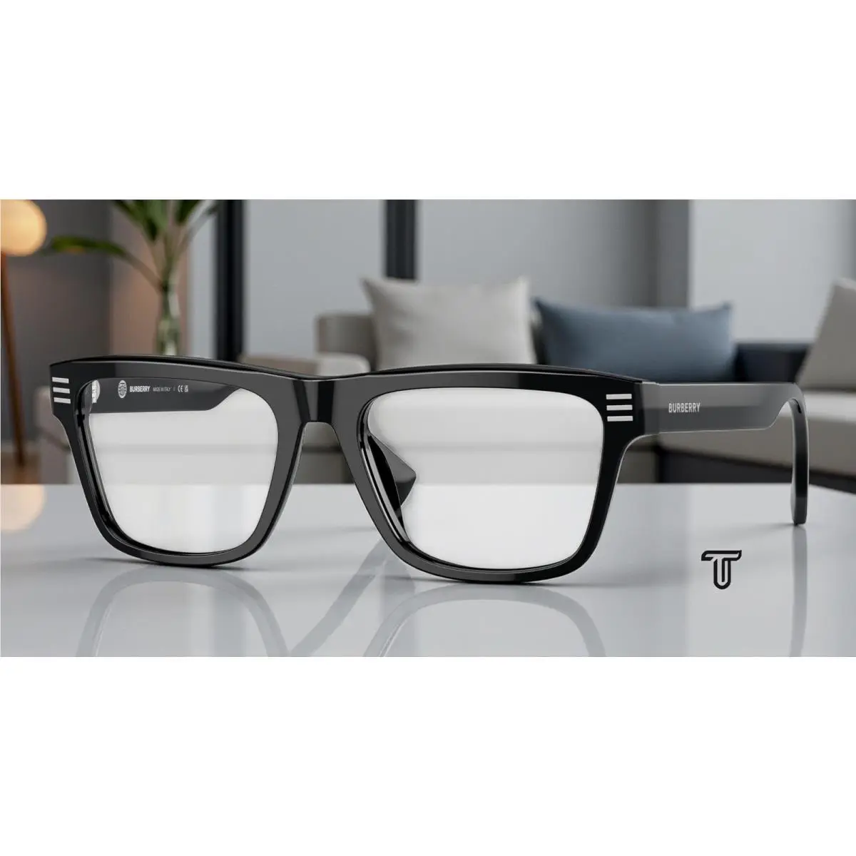 Burberry BE2387 3001 Black Demo Lens 55 mm Men`s Eyeglasses
