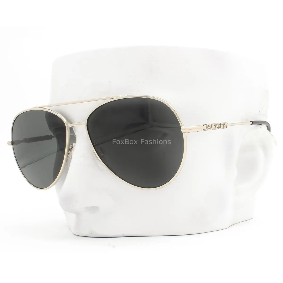 Burberry Pilot Sunglasses Polished Light Gold BE 3147 1109/87 with Case