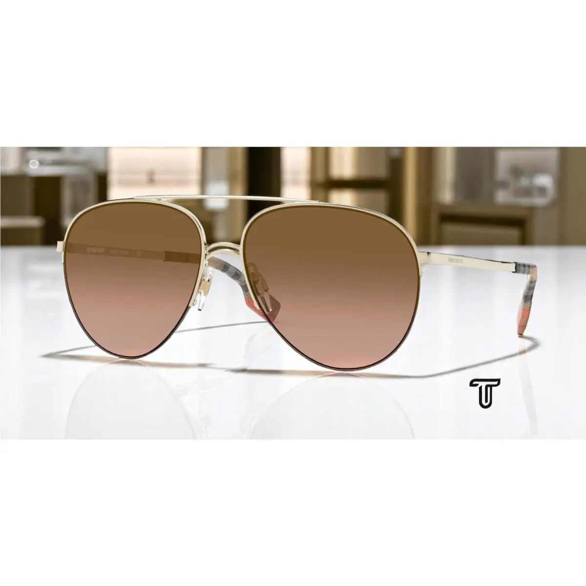 Burberry BE3113 110913 Light Gold Brown Gradient 59 mm Women`s Sunglasses