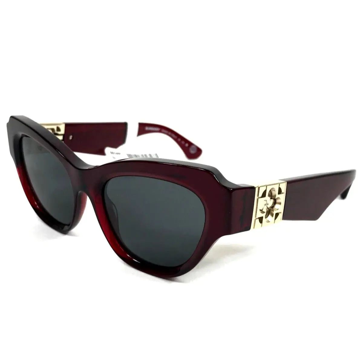 Burberry Sunglasses B4423 4128/87 Burgundy Gold Cat Eye Frames with Gray Lenses