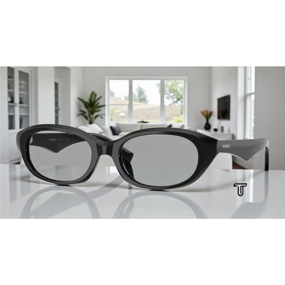 Burberry BE4447D 300187 Black Light Grey 55 mm Women`s Sunglasses