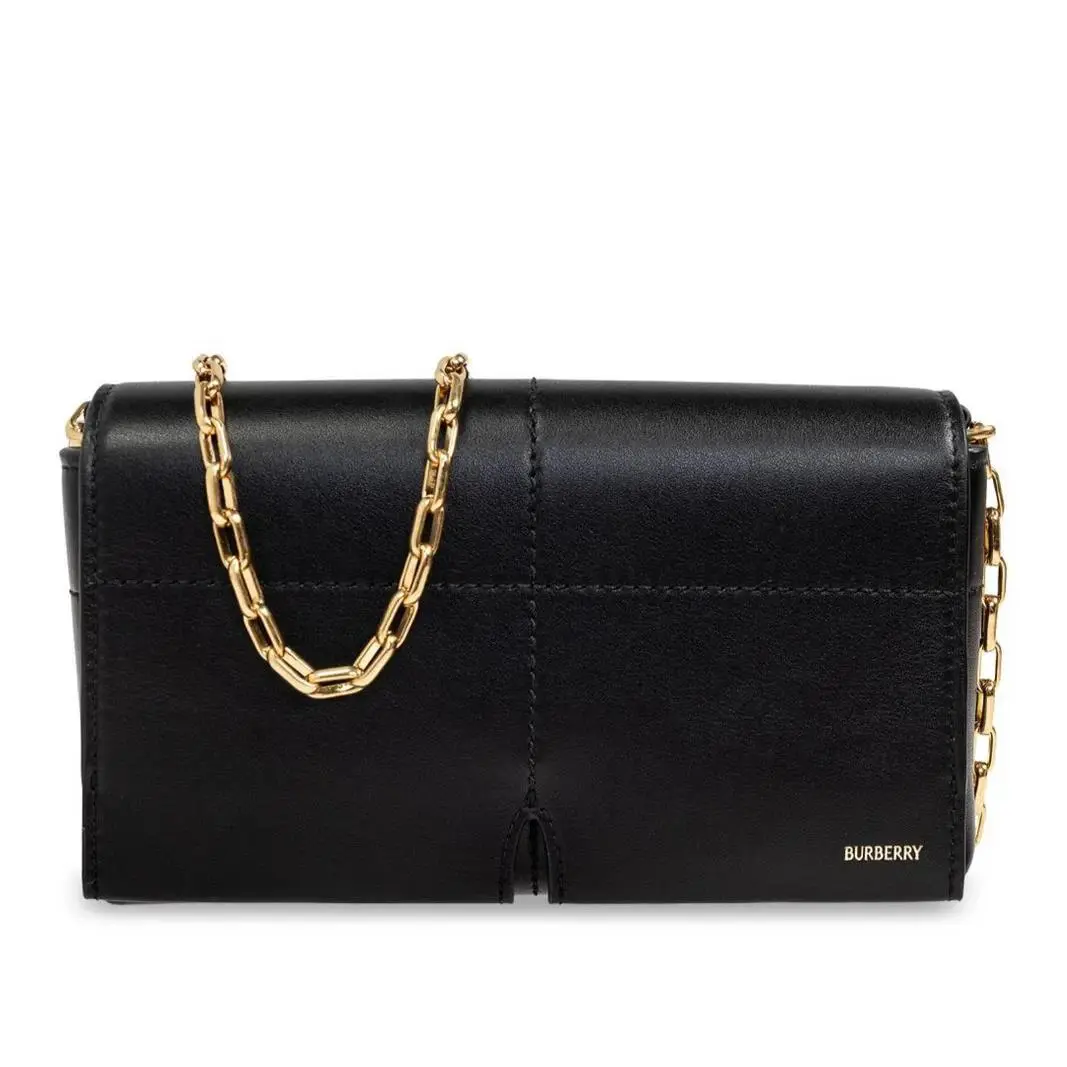 Burberry Snip Crossbody Chain Bag Black Leather Cad 1650