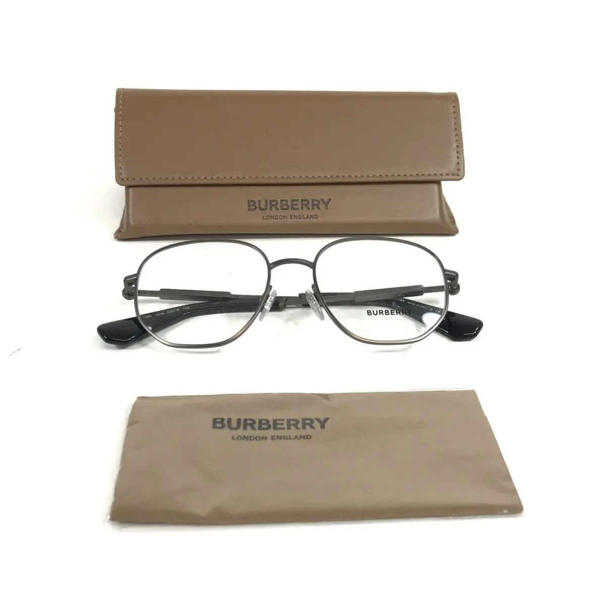 Burberry Eyeglasses Frames B1385 1316 Gunmetal Gray Round Full Rim 53-18-145
