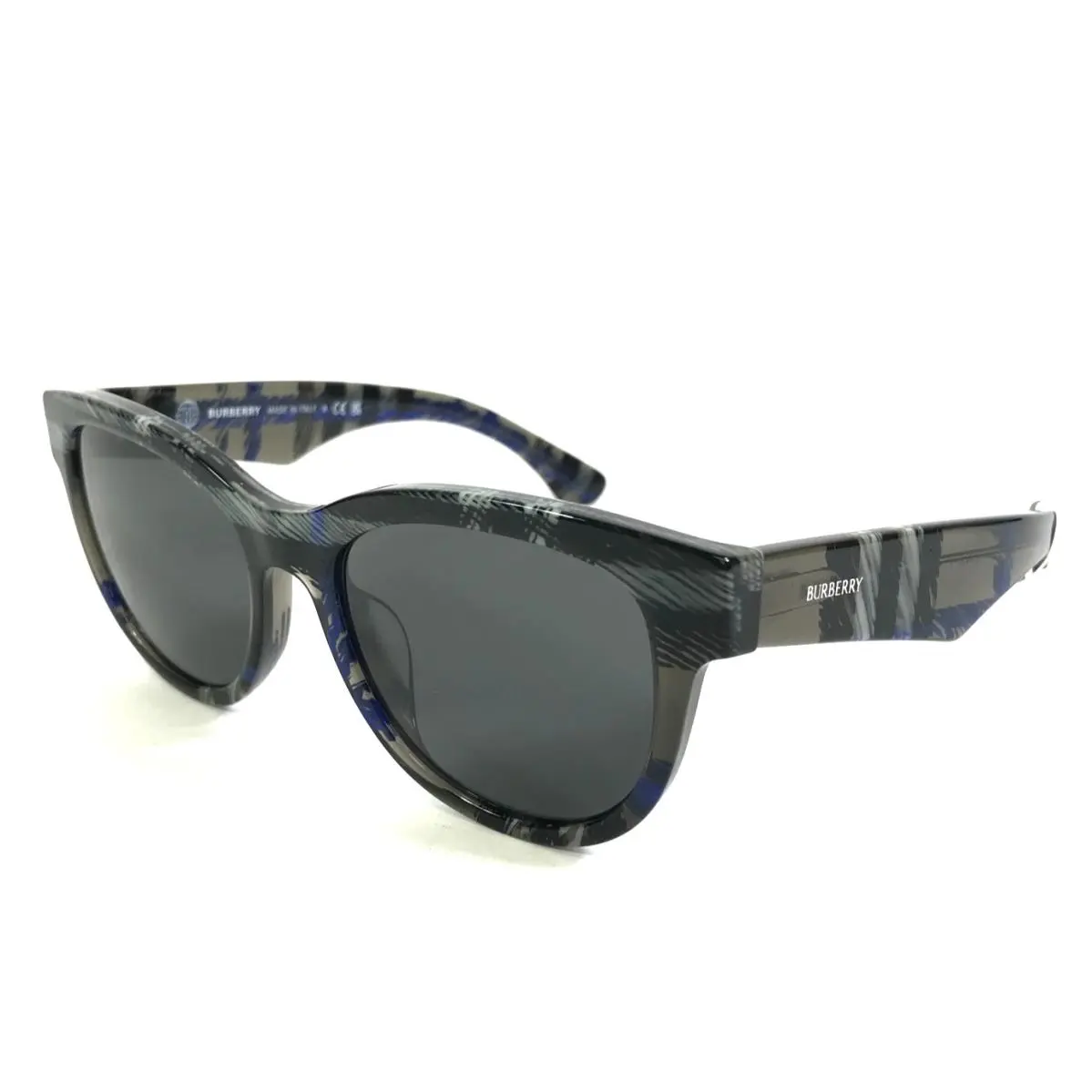 Burberry Sunglasses B4432-U 4147/87 Nova Check Blue Gray w/ Dark Gray Lenses