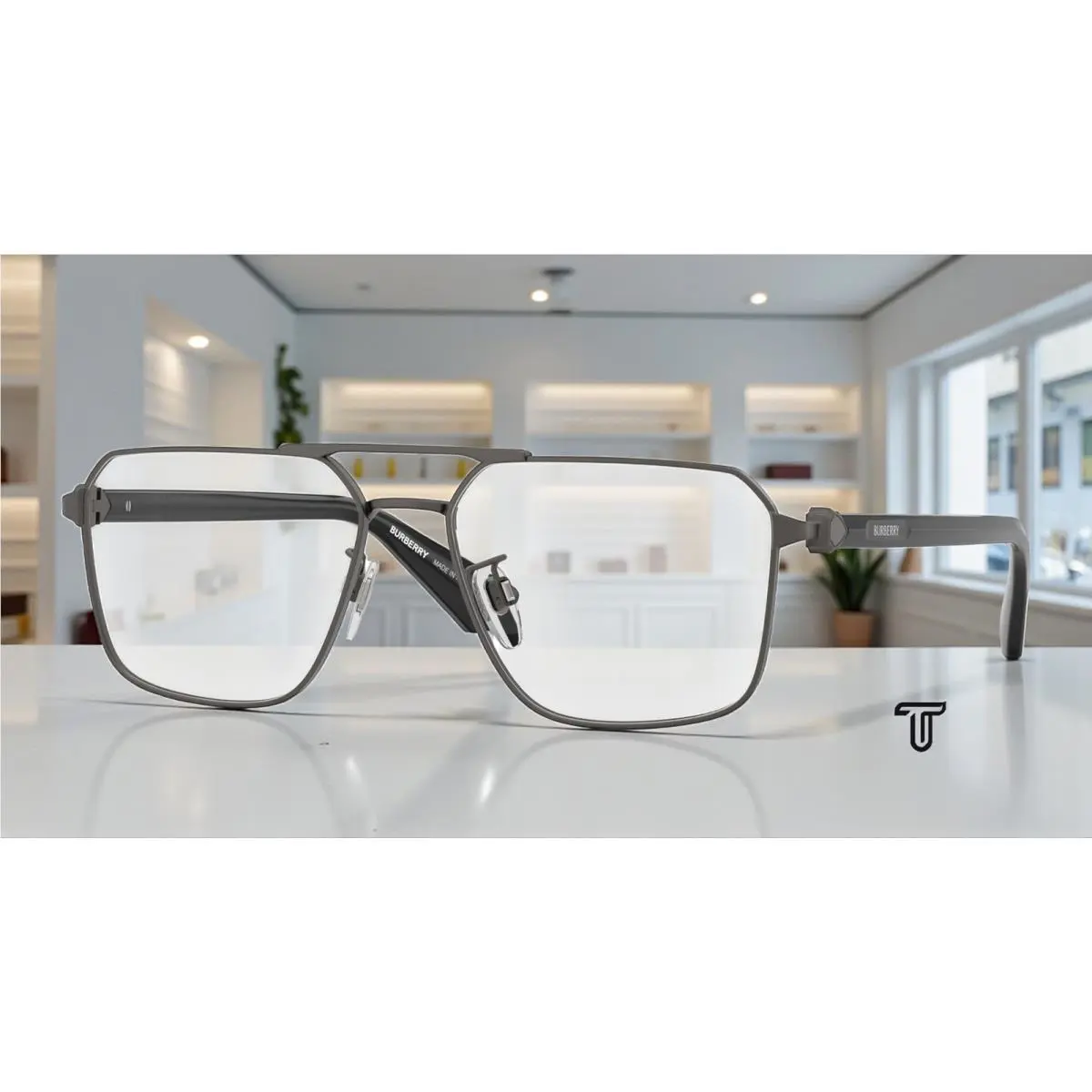 Burberry BE1395D 1316 Matte Grey Demo Lens 56 mm Men`s Eyeglasses