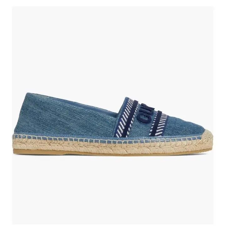 Final  Logo Embossed Ines Espadrilles Flats Denim Blue Various by Gucci