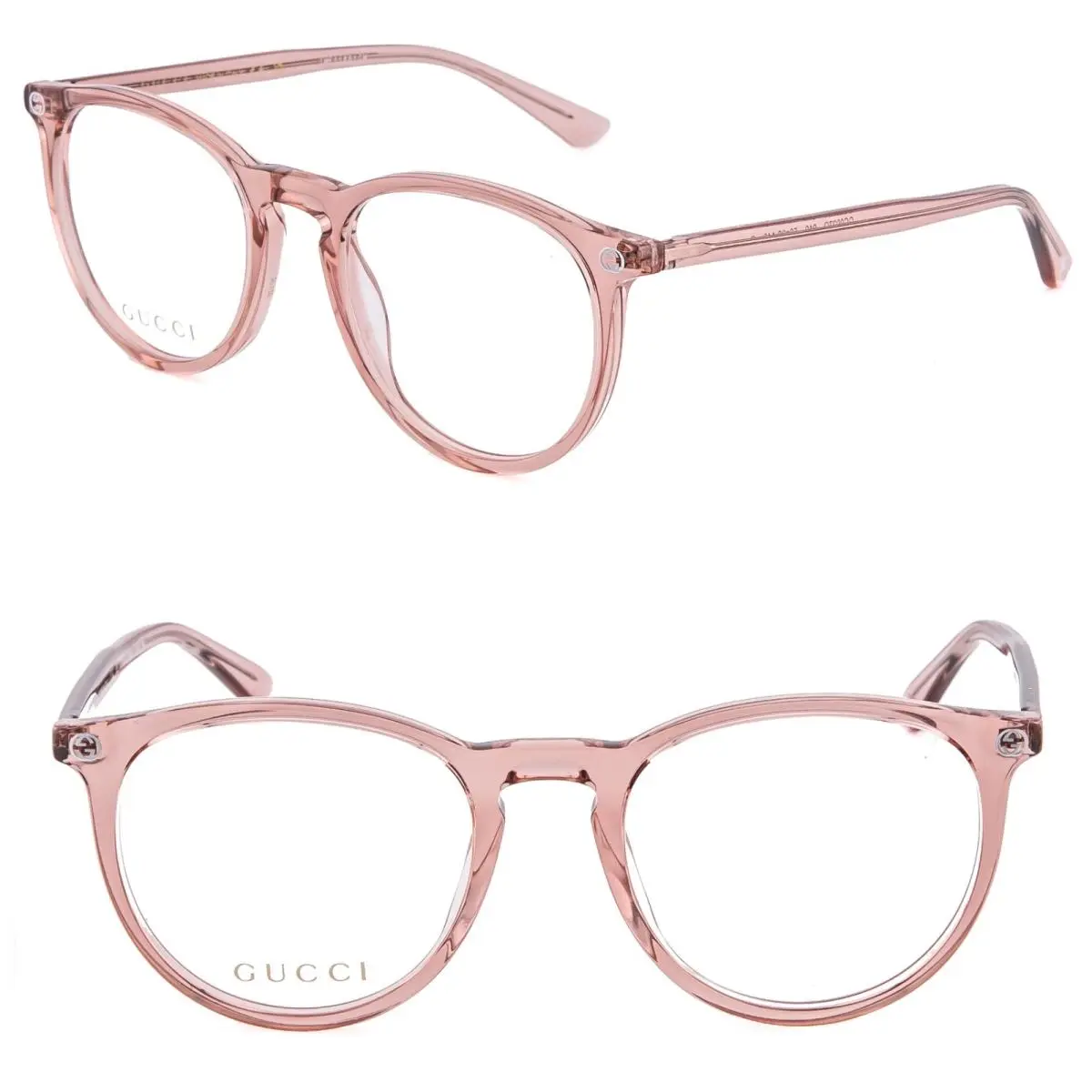 0027 Gg0027O Crystal Pink Bee Oval Eyeglasses Optical Frame 019 by Gucci
