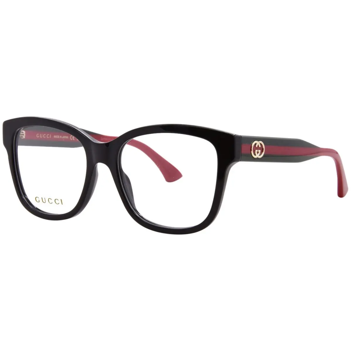 Gucci GG0038ONN 001 Eyeglasses Women`s Black/green/red Full Rim 54mm
