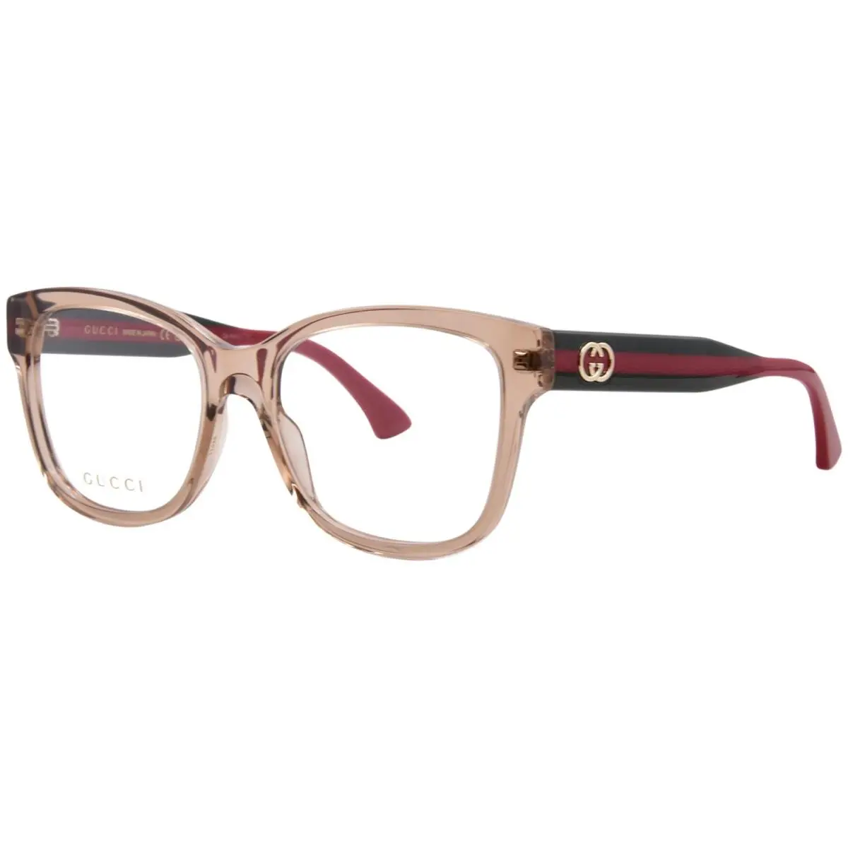 Gucci GG0038ONN 005 Eyeglasses Women`s Brown/green Full Rim Square Shape 54mm