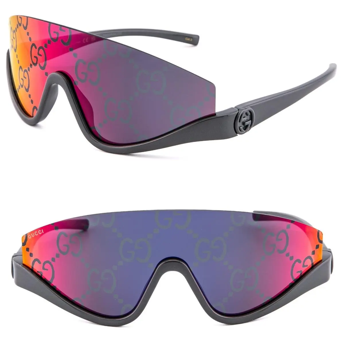 1650 Gray Purple GG Print Mirror Sport Wrap Shield Gg1650S Sunglasses 009 by Gucci