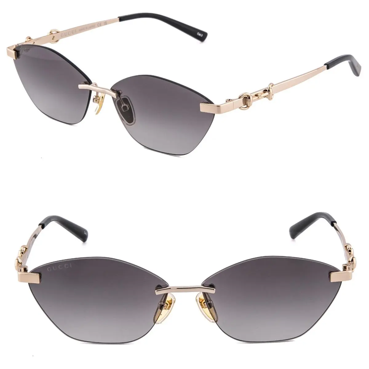 Gg2050S Horsebit 2050 Gold Gray 002 Oval Fashion Rimless Metal Sunglasses by Gucci