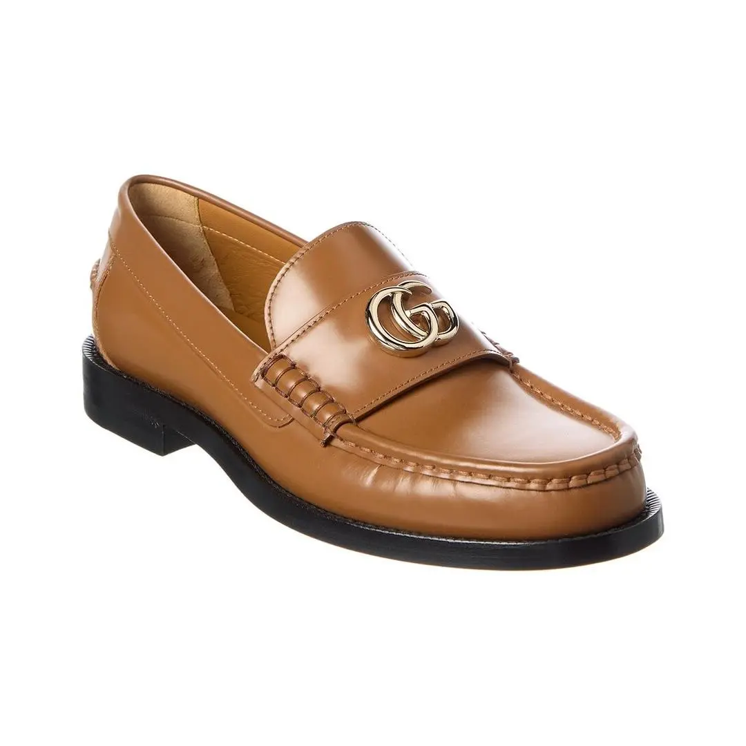 Gucci Double G Leather Loafer Women`s Brown 36