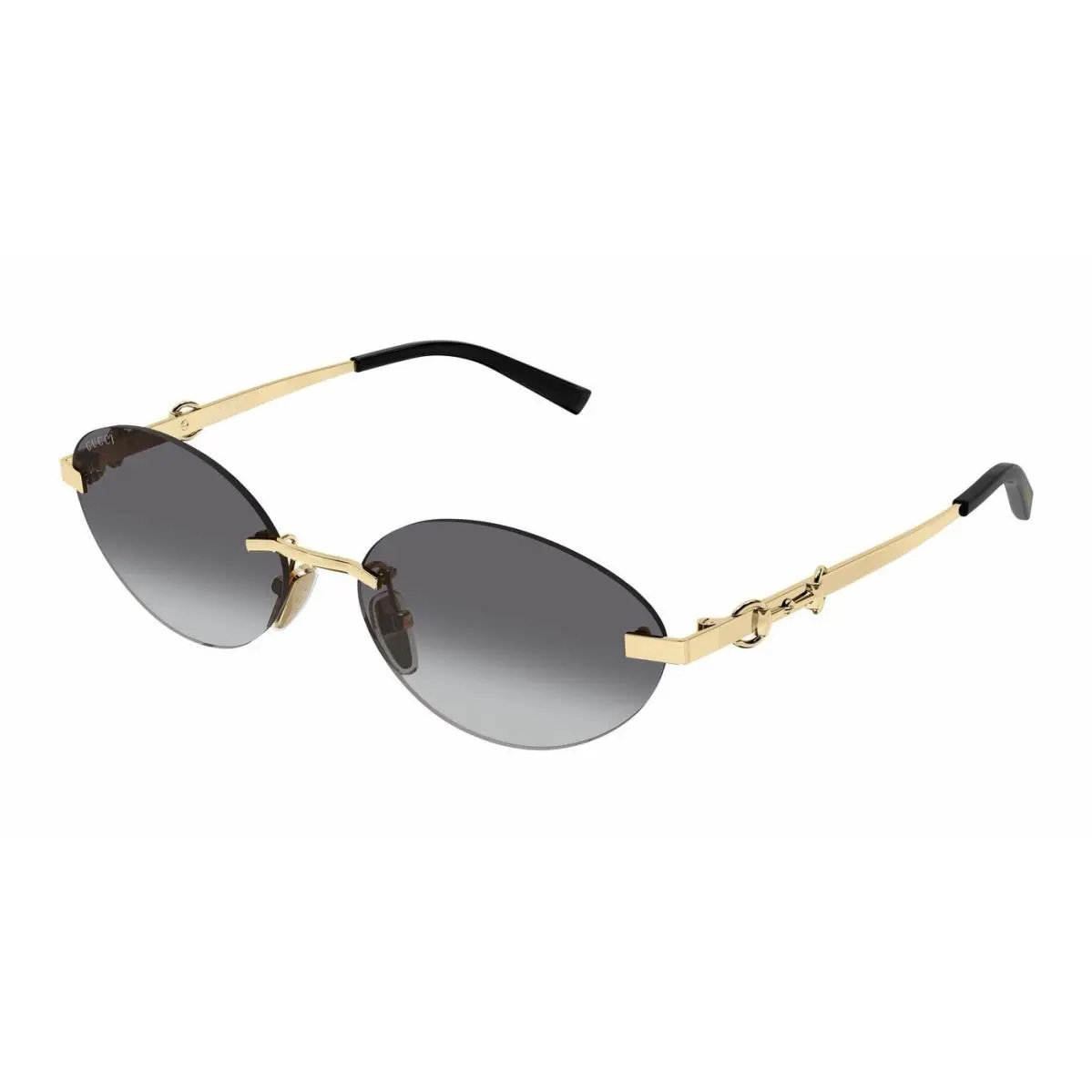 Gucci GG2051S 002 Gold Black Grey Gradient Lens Women Oval Sunglasses