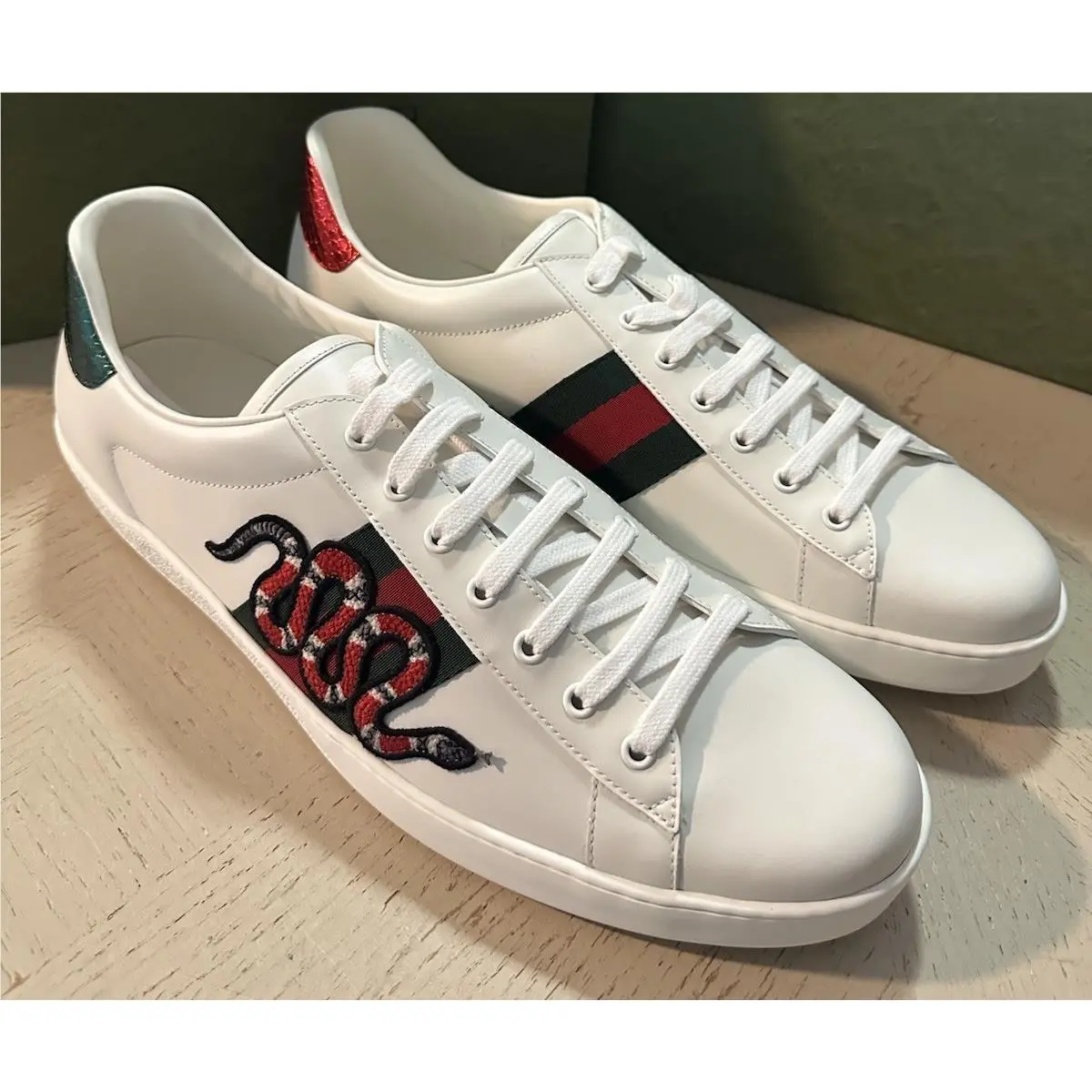 Gucci Men Leather Sneakers White 16.5 US/16 UK