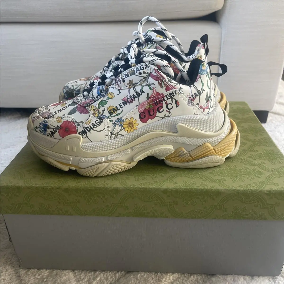 Gucci x Balenciaga Triple S Sneaker The Hacker Project Floral Women Size 36 / 6