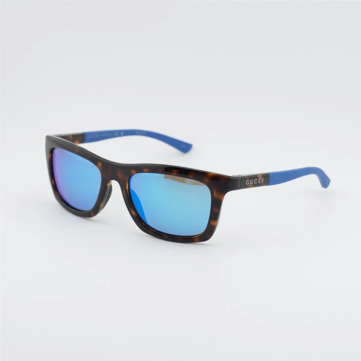 GG1735S 003 Havana/blue with Light Silver Mirror 54-18-135 Sunglasses by Gucci